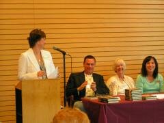 T.L. Cooper, Robert Crais, Rhys Bowen and Joanne Pence at B&N, Boise (photo by Salvatore Falco). 