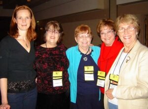Crime & Suspense ladies at the banquet: Fleur Bradley, Marilyn Meredith, Kathleen Strasser and Patricia Harrington