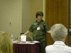 Teaching my Guerrilla Writing workshop at Muder in the Grove. Photo by Loay Abu-Husein.